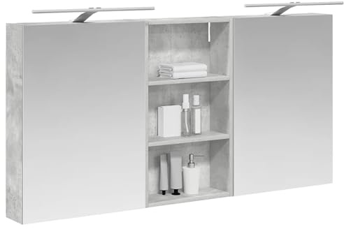 vidaXL Badezimmerschrank-Set 3 pcs 140 x 14,5 x 70 cm Holzwerkstoff, Badezimmer-Schrank, rechteckiger LED-Spiegel, moderner Wand-Organizer, praktischer Platzsparer