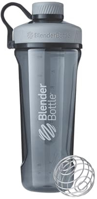 BlenderBottle Radian Tritan Trinkflasche mit BlenderBall, geeignet als Eiweiß Shaker, Protein Shaker, Wasserflasche, BPA frei, skaliert bis 700 ml, Fassungsvermögen 940 ml, grau