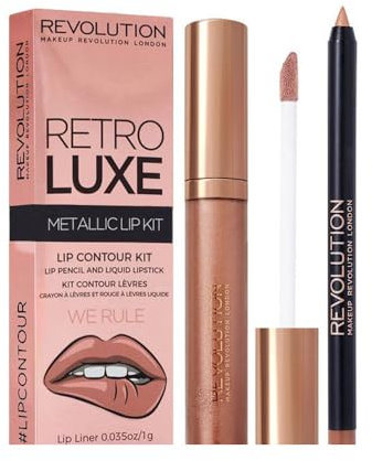 Makeup Revolution Retro Luxe Metallic Lip Kit We Rule, Pack of 2
