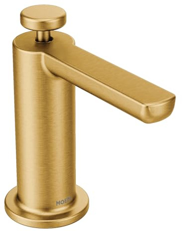 Moen S3947BG Moderner Seifenspender Küchenseifenspender mit oberhalb der Spüle, nachfüllbare Flasche, Gebürstetes Gold