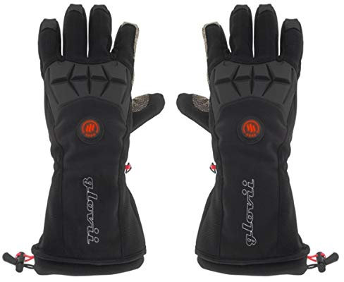 Glovii Beheizte Arbeitshandschuhe GR2 – Elektrische Handwärmer für Damen/Herren mit Li-Poly-Akku und Tasche, Wasserdicht, mit Kohlefasern, Handflächenschutz – Farbe: Schwarz, Größe: XL