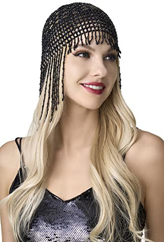 BABEYOND 1920s Stirnband Damen Gatsby Haar Kette Exotisch Cleopatra Kostüm Accessoires 20er Jahre Flapper Blinkendes Haarband (Schwarz)