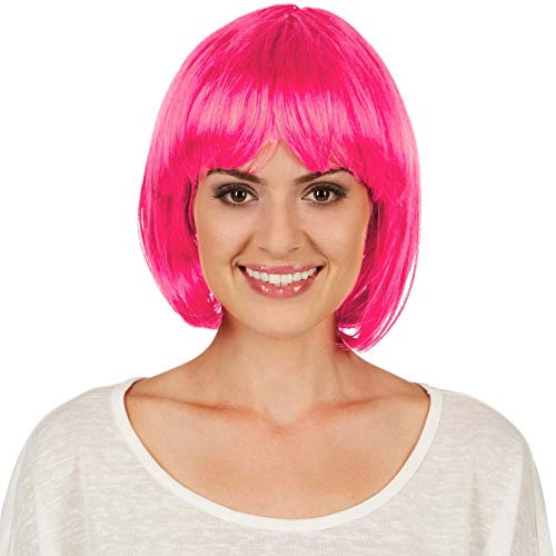 dressforfun Bob Perücke | Toller Haarschnitt mit Pony | Mit vielen Kostümen kombinierbar - diverse Farben (Pink | Nr. 303645)
