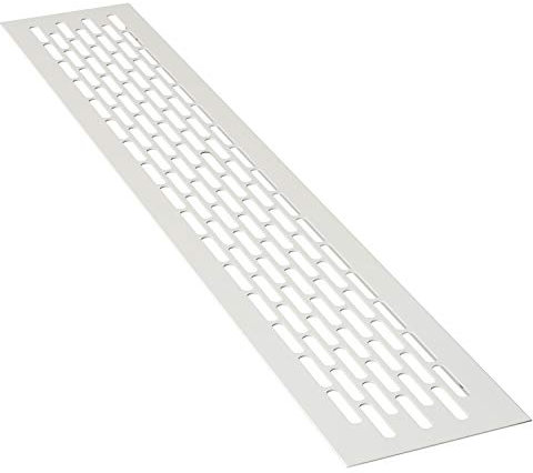 sossai® Rejillas de ventilación de aluminio - Alucratis (1 pieza) | Rectangular - dimensiones: 48 x 8 cm | Color: blanco | rejilla de aire