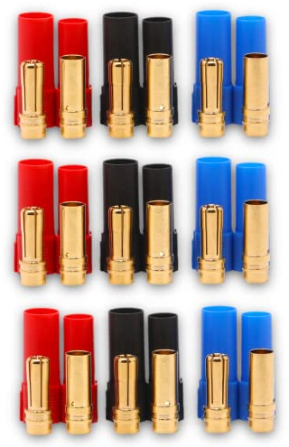 3 SET (18 Stück) Hochstrom XT150 Premium 7mm Steckverbinder Goldstecker Verpolungsicher Stecker Buchse Male Female Rot Schwarz Blau 150A Lipo Akku RC Löten DIY Modellbau