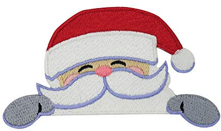 Finally Home Neugieriger Weihnachtsmann Patch zum Aufbügeln | Weihnachts Patches, Weihnachten Bügelflicken, Flicken, Aufnäher für Kinder und Erwachsene