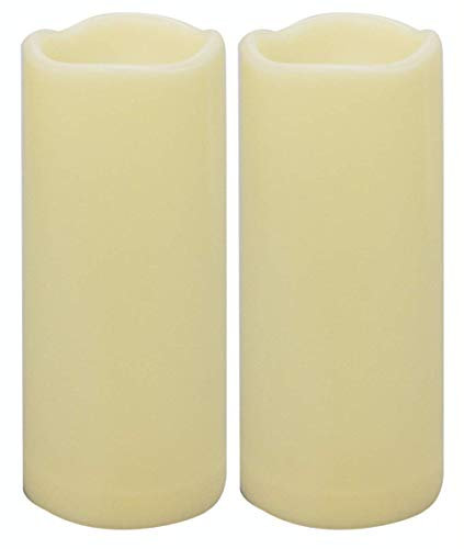 2 Stück 7,6cm x 17,7cm Wasserdichte flammenlose LED Timer Kerzen, 1000 Stunden lange Batterielebensdauer, flackernde batteriebetriebene elektrische LED große Säulenkarze im Freien für Outdoor Dekor