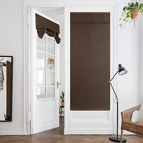 HOMEIDEAS Chocolate French Door Curtains, 26 X 68 Inch Blackout Curtains for Bedroom, Thermal Insulated Tie Up Shades, 1 Panel