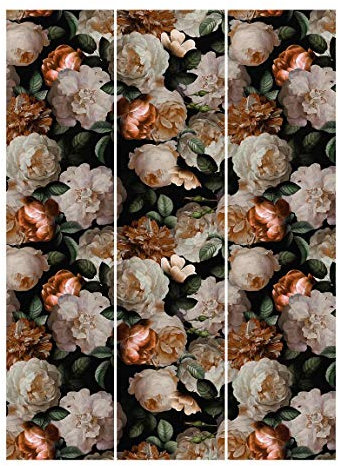 Bilderwelten Schiebegardinen Set Rote Rosen mit Weißen Rosen 3 Flächenvorhänge 250 x 180cm Wandhalterung