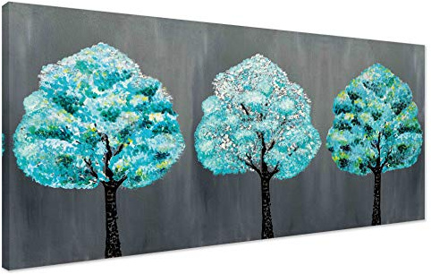 Kunstbruder© XXL-Wandbilder abstrakte Frühlingsgefühl Natur Bilder - Baum Türkis - Wandbild Schlafzimmer Leinwand Druck Wohnzimmer Dekor (div. Größen) fertig zum Aufhängen (60x120 cm)