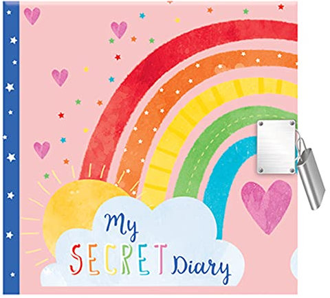 My Secret Diary Pink Rainbow Design Padlock & Keys Secret Hardback Journal