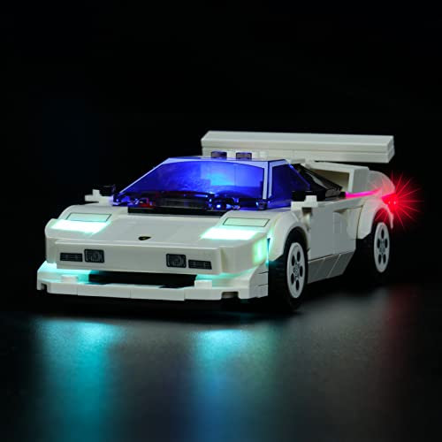 LocoLee Led Licht Set Kompatibel mit LEGO Lamborghini Countach, Led Beleuchtungs Set Compatible with LEGO 76908 Speed Champions Lamborghini Countach - Nur Lichter-Set,Kein Modell