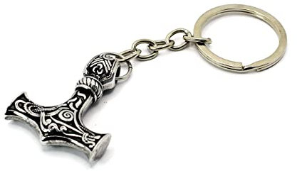 Thor's Hammer Keyring, For Keys or Handbag, Silver Colour, Solid Quality Gift