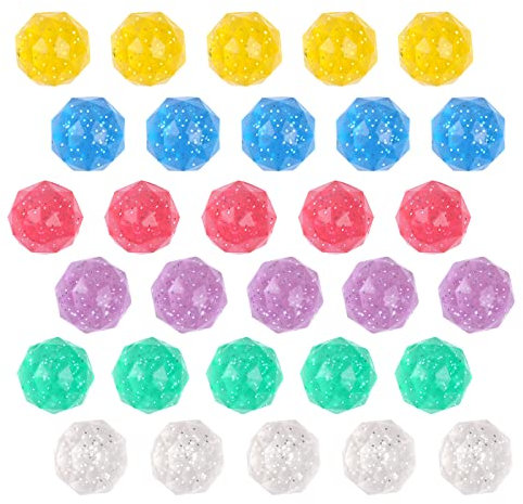 flintronic 30 Stück Hüpfbälle Glitzer Hüpfbälle, 32mm Hüpfbälle für Kindergeburtstag Gastgeschenke, Mehrere Farben Zufällig Hüpfbälle für Mitgebsel Kindergeburtstag