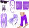 80er Jahre Outfit Damen 80er Jahre Accessoires, 80er 90er Jahre KostüM Damen Kinder Party Neon Accessoires Spitzenstoff Stirnband Ohrringe Brille 80er Netzhandschuhe ArmbäNder Halsketten Beinlinge