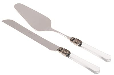 Rivadossi Vittoria Trasparente - Set di Pala e Coltello per Torta, 2 Pezzi - 100% Made in Italy, Artigianalità e Design - Acciaio Inox 18/10