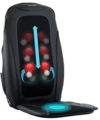 HoMedics Shiatsu Rückenmassagegerät – Shiatsu Rücken-, Nacken- und Schultermassagegerät für Büro und Zuhause, mit 3 Intensitätsstufen, verstellbarem Nackenkissen und Option für ätherische Öle