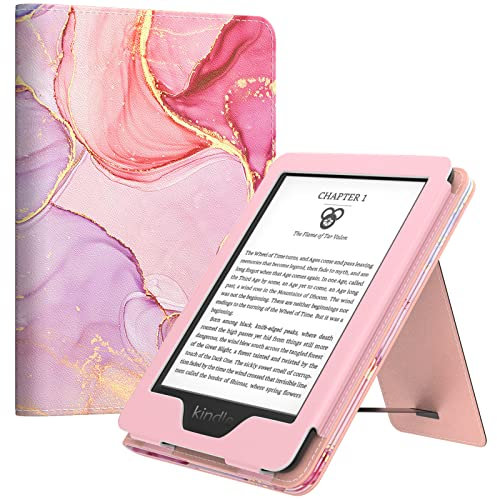 MoKo Case for All-new 7Kindle Paperwhite 2024 12th Gen&Kindle Colorsoft Signature Edition 2024,Ultra Clear Soft Flexible Glitter TPU Back Cover Light Shell with Auto Wake/Sleep,Light Pink Gold Marble