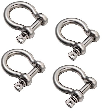 GRIRIW 4 Stück Stahl-Schlauchaufhänger in Straßen-Form, stabile Bügelschnallen, Aufhänger für Seilwinde, Zubehör, Dach, drehbar, Heben, Edelstahl, praktischer Haken, Hufeisen, D-Ring-Unterstützung,