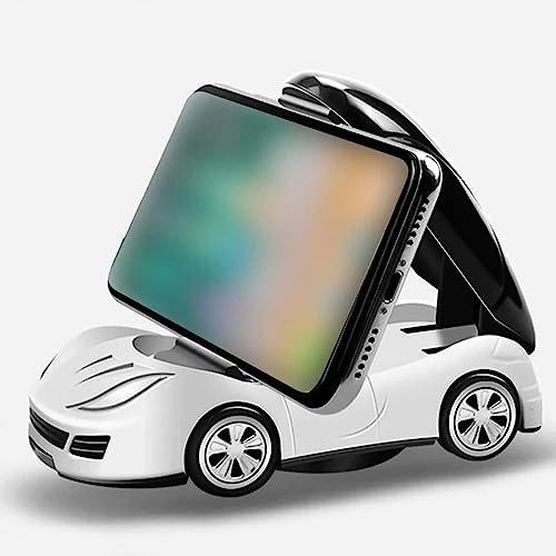 PhoneMoov Support Telephone Universel Blanc Design Voiture Auto Universel Smartphone Compatible Tout modèle Ajustable Porte téléphone iphone Android Samsung Stand Socle Bureau Voiture