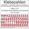 Generisch Aufkleber Sticker Klebezahlen, 50 Stück, Rot Matt, Höhe 2 cm, Selbstklebend, Wetterfest, Vinyl, Einfarbig, Outdoor, Sticker, Aufkleber