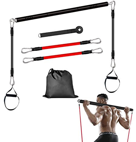 Pilates-Bar-Kit - Stretched Fusion Übungsstange und Bänder | Trainingsgeräte für das Heimtraining – Fitnessgeräte für Frauen – Anfänger-Yoga-Kit – Bewegung und Fitness Raxove