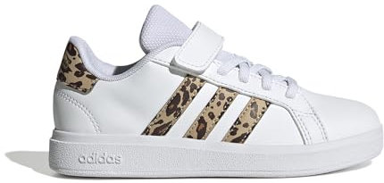 adidas Grand Court 2.0 Shoes Children, Scarpe da Tennis Unisex-Adulto, Cloud White/Magic Beige/Matte Gold, 32 EU