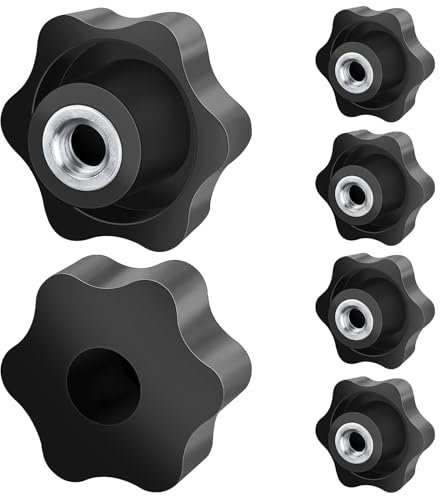 Caianwin M10 Sterngriffmutter 6 Stück, Rändelschraube Äußerer Durchmesser 50mm, Spannknopf mit gerändeltem Gewinde Muttern für Maschinen und Anlagen, Möbel, Werkzeugmaschinen, Fitnessgeräte
