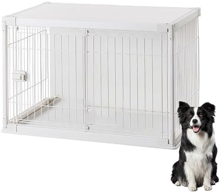 Modern Decorative Dog Crate Wooden Decorative Pet Crate Indoor Use Indoor Furniture Style Dog Crate House TV Stand 2-in-1 Furniture Style Dog Crate Indoor Dog Cage for Small Medium Dogs. ( Color : Whi