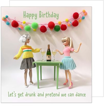 Edition Seidel Premium quadratische Geburtstagskarte mit Umschlag. Glückwunschkarte mit Spruch Happy Birthday Billet Karte für Frau beste Freundinnen Puppen Party (GQ278 SW024)