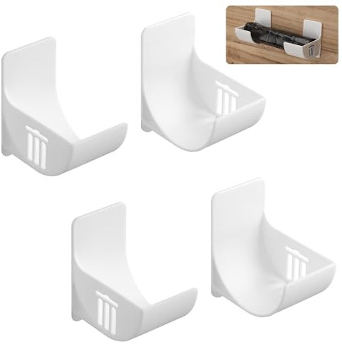 XIHIRCD 2 Pares Soporte para Bolsas de Plástico, Sin Perforaciones Soporte para Bolsas de Basura Organizador de Bolsas de Plástico Blanco Dispensador de Bolsas de Basura para el Hogar Cocina