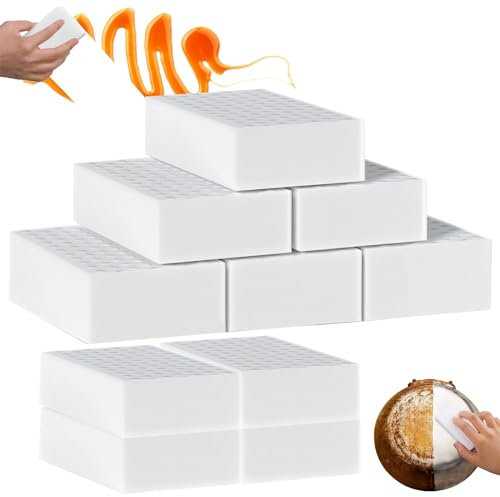 DDUP Lot de 10 éponges magiques pour le nettoyage, durable, robuste, anti-rayures en mélamine pour cuisine, salle de bain, murs, cirage, nettoyage de voiture, nettoyage des taches