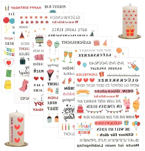 6 Blätter Exklusive Taufe Kerzentattoos - Einzigartige Kommunion Kerzen Aufkleber - Vielseitig einsetzbar Wasserschiebefolie für Dekoration von Taufe, Geburtstag, Hochzeit, Babyparty(200+ Muster)