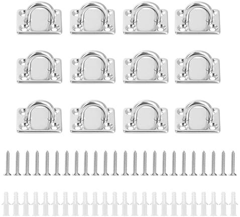 Xinlon 12 Piezas Placa de Ojo de Acero Inoxidable M5, ganchos para colgar con Tornillos, Gancho de Techo, ganchos para toldos para Colgar Artículos Ganchos Fijos Toldos Accesorios para Barcos