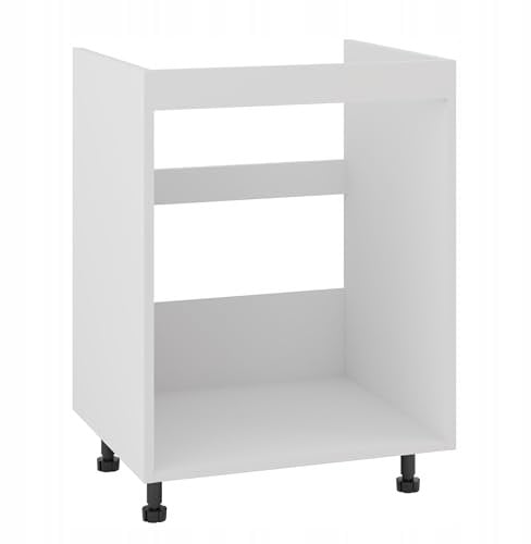 Unterschrank 60/82 für Spüle - robust mit verstellbaren Füßen - vorgebohrten Löchern für BLUM/GTV Schubladen - ideal für Küchenaufbewahrung - einfacher Selbstaufbau (Weiß)