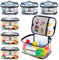 Tesuko Juego de 6 bolsas de almacenamiento para juguetes Lego - Bolsa portátil transparente con cremallera con etiqueta de nombre y bolsillo manual, color negro