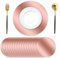 100 Pcs Round Rose Gold Placemats,13.3 Mirror Foil Decorative Place Mats Mirrored Disposable Paper Placemats for Dining Wedding Table Setting Holiday Party Table Decor