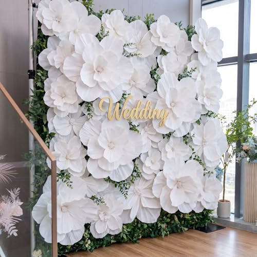 Humyoun 18 Stück riesige Papierblumen, künstliche Papierblumen, Dekorationen für Hochzeit, Halloween, Brautparty, Geburtstag, handgefertigt, Wandhintergrund, Tischdekoration, Partyzubehör (weiß)