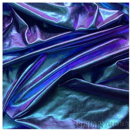 BrightGlow Glitzernder Hologramm-Spandex-Stoff Stretchstoff Schimmernder Stoff Violett#1 100X150cm