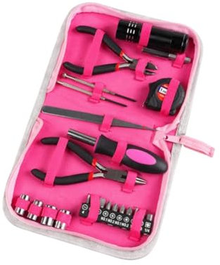 Lnfxkvva 23Pcs Household Repair Tool Kit, Multifunctional Pink Home Hand Tool Set, Portable Women Repair Tool for DIY Home Repair
