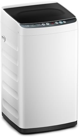 Midea MLTW09M1BWW Lavatrice portatile con 6 cicli, pulizia tamburo, vasca da bagno in acciaio inox, coperchio trasparente, lavatrice a LED 0,9 pi³, bianco