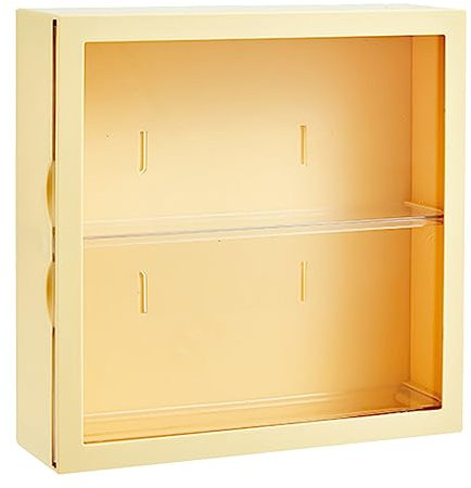 Beufee Clear Display Case for Figures, Wall Mounted Clear Display Box Display Cabinet Organizer Blind Box Storage Holder Doll Toy Storage Box (Creamy Yellow)