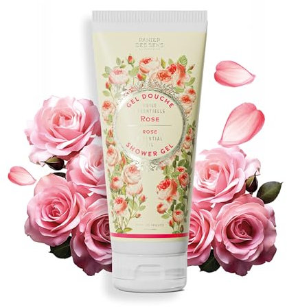 Panier des Sens - Rose Essential Oil Shower Gel - Body Wash for Women & Men - With Shea Oil - Moisturising Body Wash 96% Natural Ingredients - Vegan Shower Gel - 200 ml