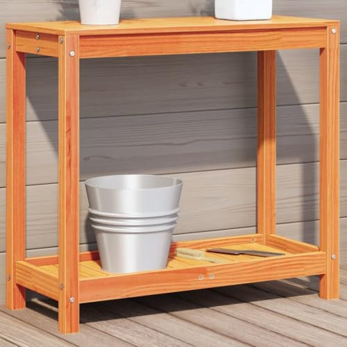 Homgoday Pflanztisch mit Ablage 82,5x35x75 cm Massivholz Kiefer Gartentisch Gärtnertisch Holzpflanztisch Pflanzentisch Gartenarbeitstisch Pflanz-Arbeitstisch für Garten