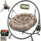 KESSER® Hängesessel mit Gestell Bali Hängeschaukel Hängestuhl bis 150kg für Indoor und Outdoor + Kissen & Seitentasche Hängekorb Stahlgestell & Schaumstoff Sitzpolster ideal für Wohnzimmer & Garten
