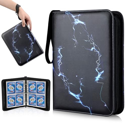 VYYTYYA Raccoglitore Carte con Cerniera Sigillata, 65 Pagine, 520 Tasche, Binder Carte con Caricamento dall'alto, Album Carte Impermeabile in PU, Doppio Lato, Compatibile con Pokémon, MTG(Semplice)