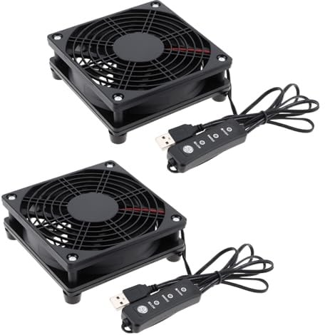 Create idea 2pcs 120mm PC Router Fan with 3 Speed Controller for Router Modem DVR TV Box, 5V USB