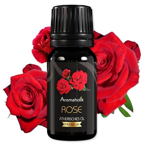 Aromaholik Rosenöl BIO 100% naturrein – Ätherische Öle für Diffuser & Aroma Diffuser – Zertifiziertes ätherisches Öl aus Indien – Rose Essential Oils 10ml für Sauna & Massage