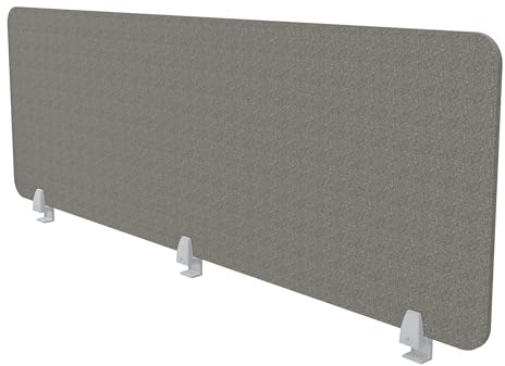ASSMANN Trennwand Schreibtisch VITECO, 160x56cm, Akustik Sichtschutz | einfache Montage mit Tischklemmen, Schallschutz für Büro, Schule & Homeoffice, aus 75% recyceltem PET-Filz, Sesame-Silber