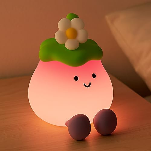 Veilleuse Aubergine en Silicone Changeant de Couleur Changeante Veilleuse LED Rechargeable avec 3 Niveaux de Luminosité Kawaii Décoration de Chambre pour Enfants